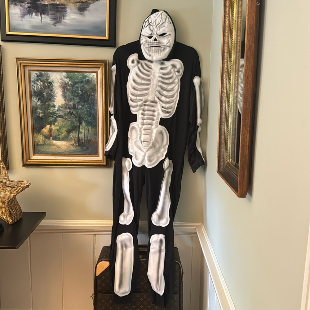 Men’s Rubie’s 2PC Skeleton Set Halloween Costume L XL mask and suit halloween